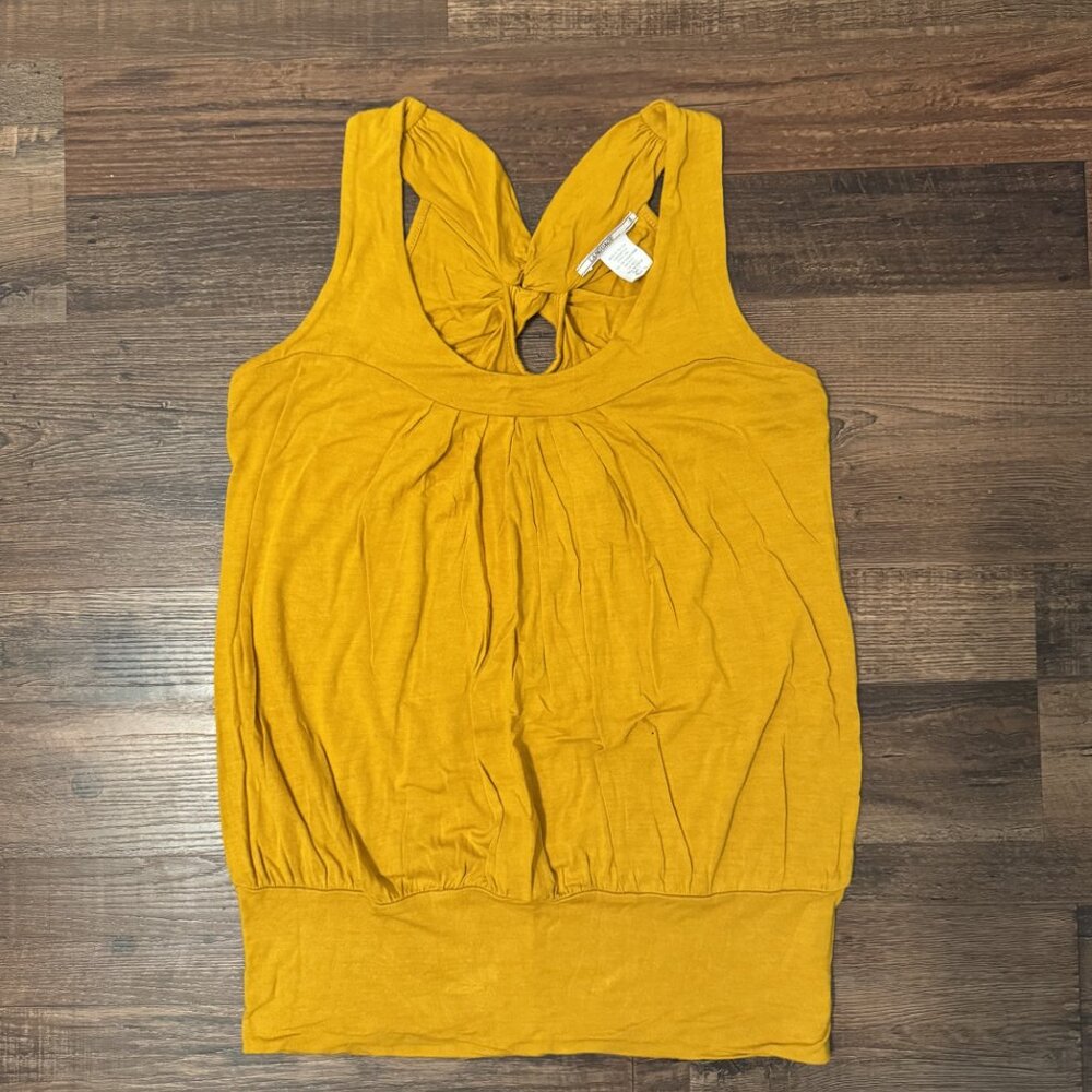 Language Anthropologie Yellow Drop Waist Tieback Tank M